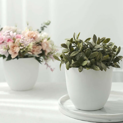 AliKopy 2-Pack 5.5" White Planter Pots with Macrame Holders