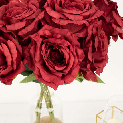 AliKopy 17" Burgundy Jumbo Silk Rose Bouquet - Premium Quality Floral