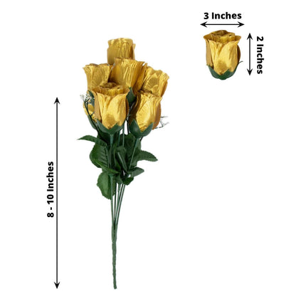 AliKopy 12 Premium Silk Gold Rose Bud Bouquets - Realistic & Durable