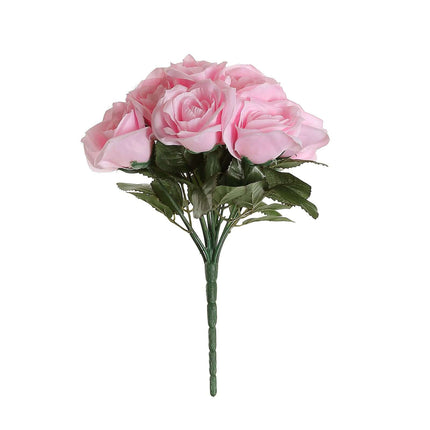 AliKopy 12" Pink Velvet-Like Artificial Rose Bouquet, Realistic Design