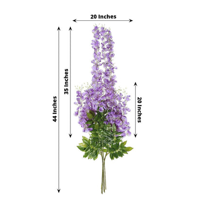 AliKopy 5 Pack 44" Purple Silk Wisteria Flower Garlands - Realistic De