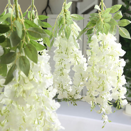 AliKopy 6 Pack Cream Silk Wisteria Vines - Long 21" Hanging Plants