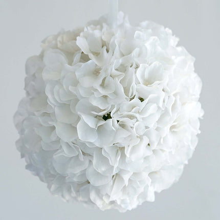 AliKopy 4 Pack 7" White Silk Hydrangea Kissing Flower Balls - Durable