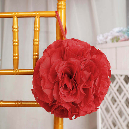 AliKopy 2 Pack 7" Red Artificial Silk Rose Kissing Ball - Durable & El