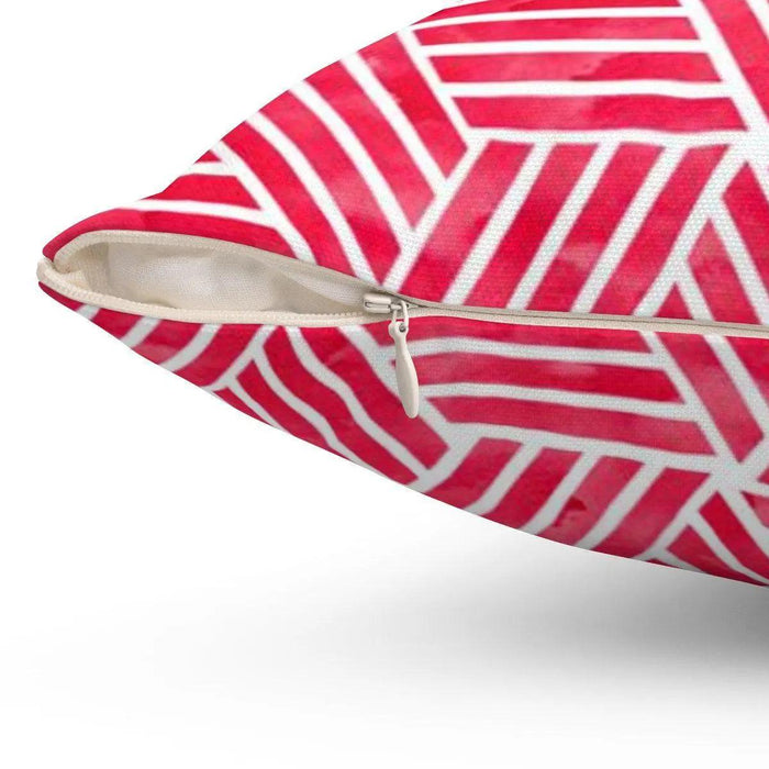 Red geometric decorative cushion cover - Très Elite