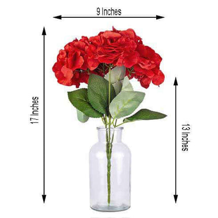 AliKopy 5 Bushes Red Artificial Silk Hydrangea Bouquets, Realistic Des