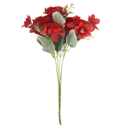 AliKopy 3 Pack 14" Red Silk Carnation Faux Flower Arrangements, Long-L