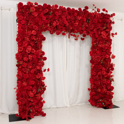 AliKopy 8ftx8ft Roll Up Flower Backdrop - Red Silk Roses & Hydrangeas
