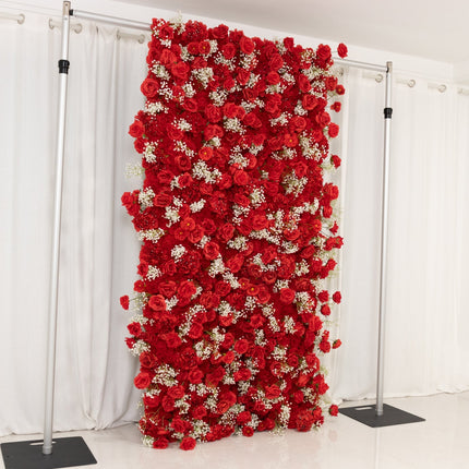 AliKopy 8ftx4ft Roll Up Flower Wall Panel with Red Silk Roses & Baby's