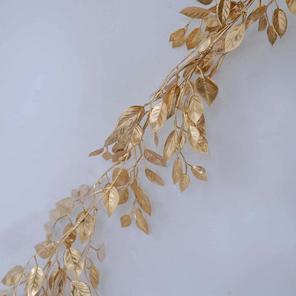 AliKopy 6ft Artificial Magnolia Leaf Garland - Metallic Gold, Decorati