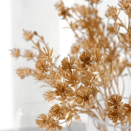 AliKopy 4-Pack Metallic Gold Baby's Breath Bouquets, 13" Event Decor