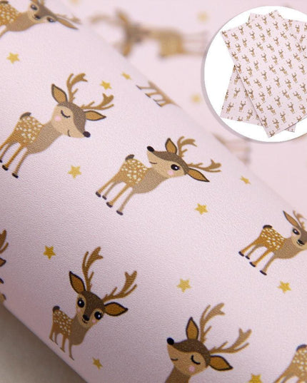 Whimsical Wonders: Deluxe Reindeer Print Faux Leather Crafting Sheets for Artistic Creations