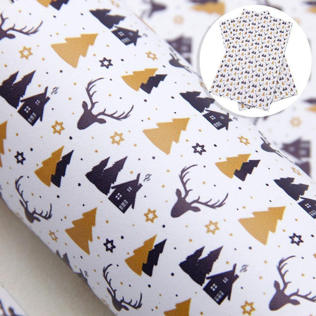 Whimsical Wonders: Deluxe Reindeer Print Faux Leather Crafting Sheets for Artistic Creations