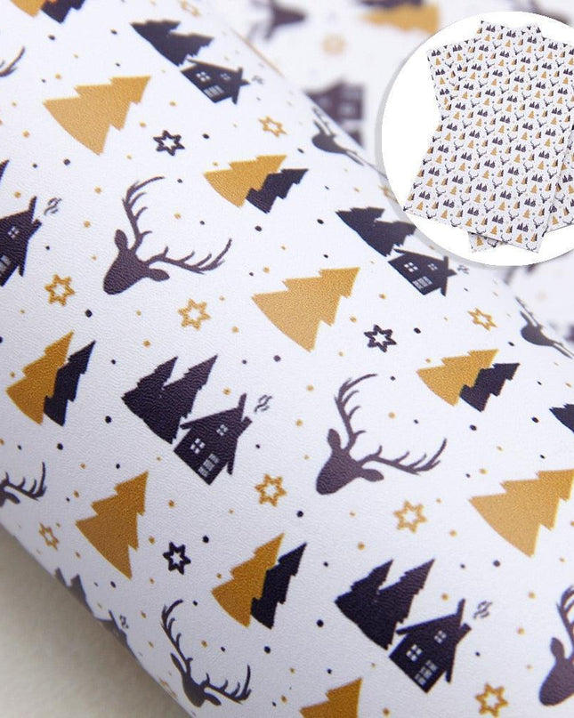 Whimsical Wonders: Deluxe Reindeer Print Faux Leather Crafting Sheets for Artistic Creations