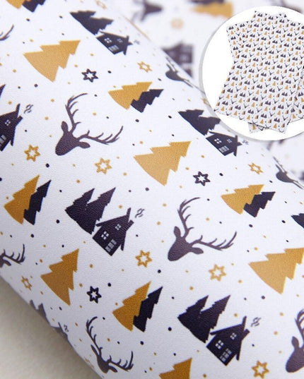 Whimsical Wonders: Deluxe Reindeer Print Faux Leather Crafting Sheets for Artistic Creations