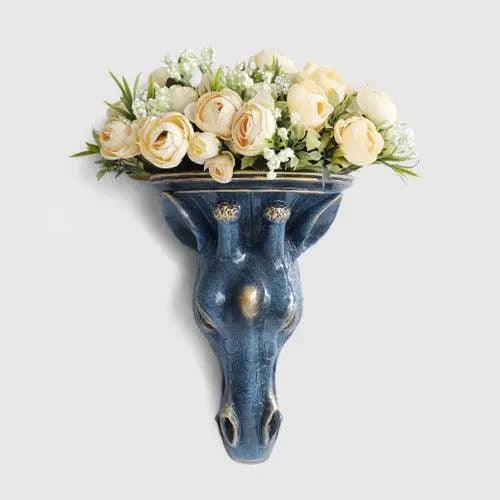 Resin Animal Head Decorative Wall Vase