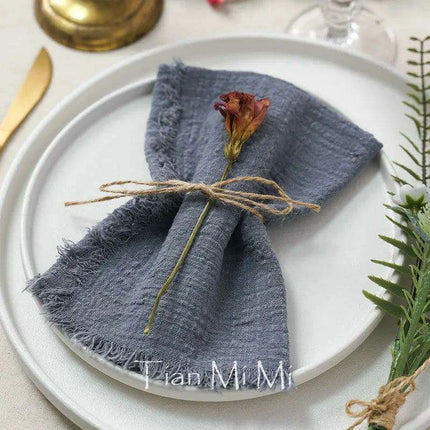 Vintage-Inspired Handcrafted Cotton Gauze Napkins - Earthy Tones Set of 6