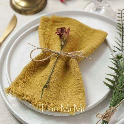 Vintage-Inspired Handcrafted Cotton Gauze Napkins - Earthy Tones Set of 6