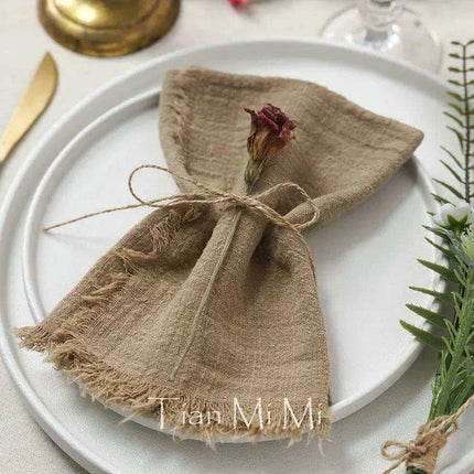 Vintage-Inspired Handcrafted Cotton Gauze Napkins - Earthy Tones Set of 6