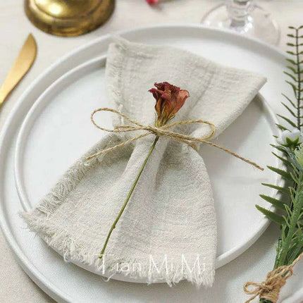 Vintage-Inspired Handcrafted Cotton Gauze Napkins - Earthy Tones Set of 6