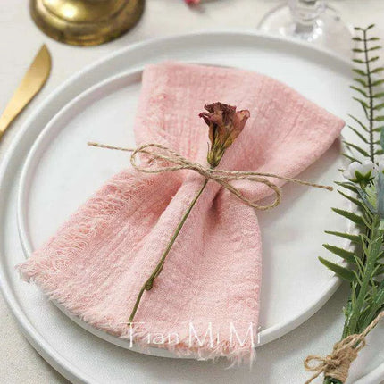 Vintage-Inspired Handcrafted Cotton Gauze Napkins - Earthy Tones Set of 6