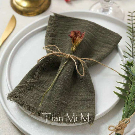 Vintage-Inspired Handcrafted Cotton Gauze Napkins - Earthy Tones Set of 6