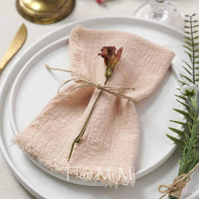 Vintage Rustic Cotton Napkin Set - Classic Table Linen for Timeless Dining