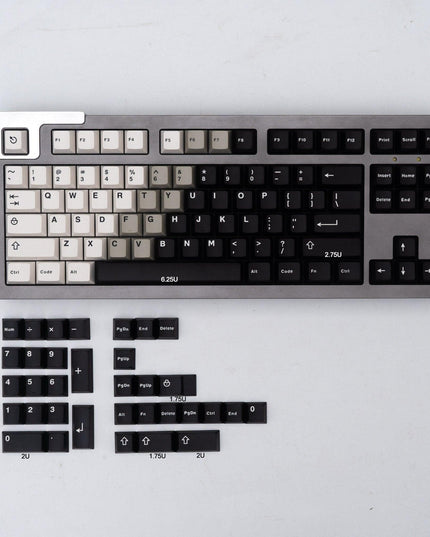Retro Black and White Gradient Cherry Profile Keycap Set for MX Mechanical Keyboards