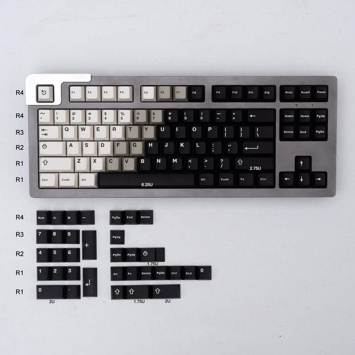 Retro Black and White Gradient Cherry Profile Keycap Set for MX Mechanical Keyboards