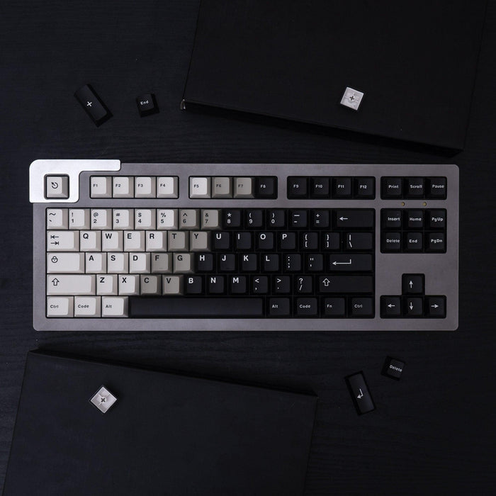 Retro Black and White Gradient Cherry Profile Keycap Set for MX Mechanical Keyboards