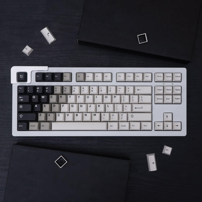 Cherry Profile Retro Black White Gradient Keycaps for MX Mechanical Keyboards