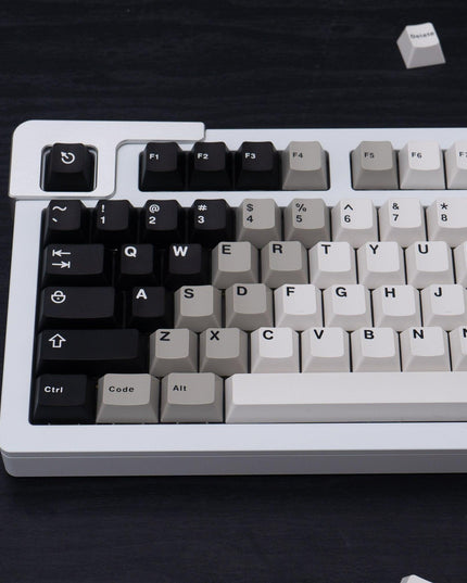 Retro Black and White Gradient Cherry Profile Keycap Set for MX Mechanical Keyboards