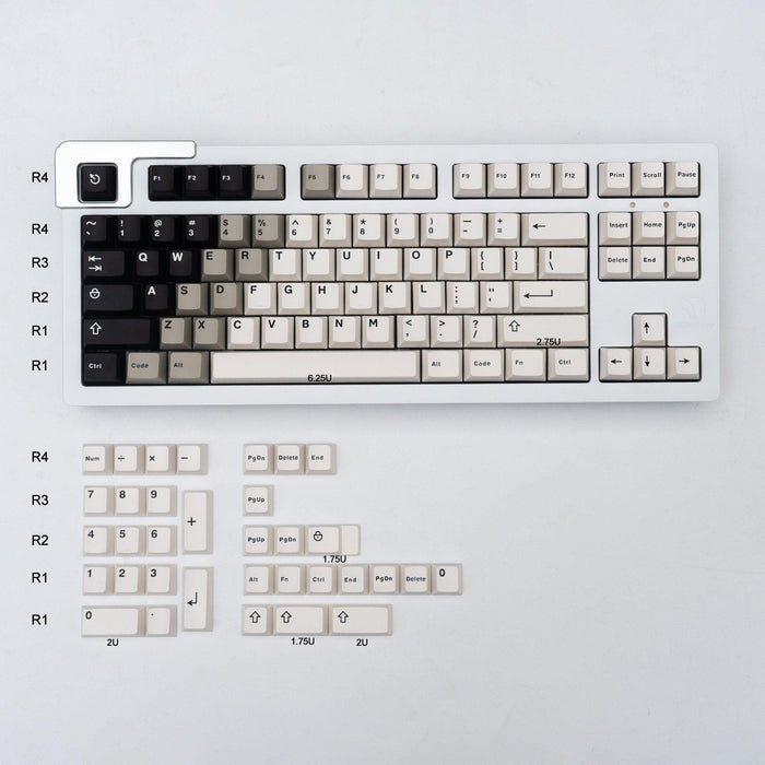 Retro Black and White Gradient Cherry Profile Keycap Set for MX Mechanical Keyboards