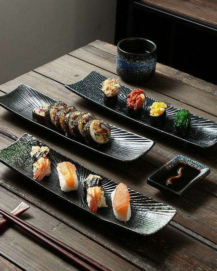 Vintage-Inspired Japanese Ceramic Sushi and Sashimi Platter