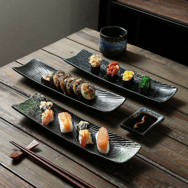Vintage-Inspired Japanese Ceramic Sushi and Sashimi Platter