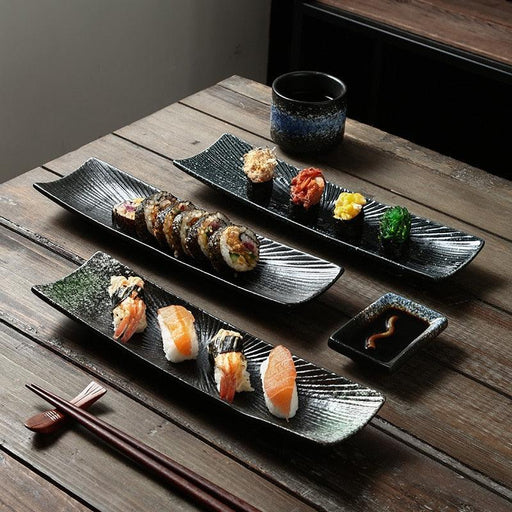 Retro Style Japanese Cuisine Ceramic Plate for Sushi and Sashimi