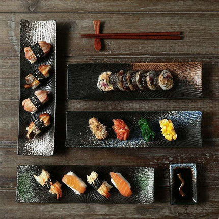 Vintage-Inspired Japanese Ceramic Sushi and Sashimi Platter