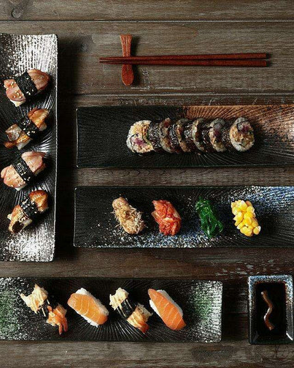 Vintage-Inspired Japanese Ceramic Sushi and Sashimi Platter
