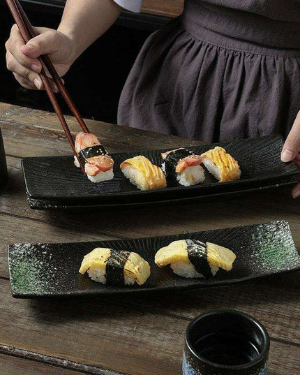 Vintage-Inspired Japanese Ceramic Sushi and Sashimi Platter