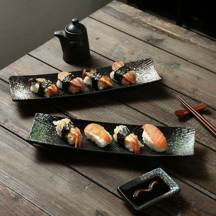 Vintage-Inspired Japanese Ceramic Sushi and Sashimi Platter