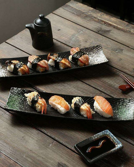 Vintage-Inspired Japanese Ceramic Sushi and Sashimi Platter