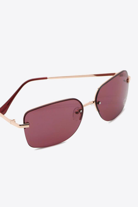 Heart-Shaped Rhinestone Sunglasses with Metal Frame