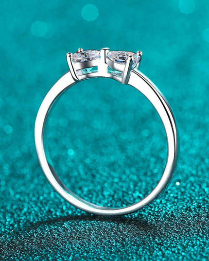 Chic Bow Accent Rhodium-Plated Moissanite Ring