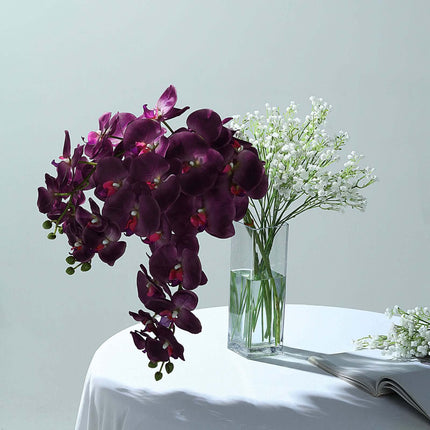 AliKopy 40" Tall Eggplant Silk Orchid Flower Bouquets - 2 Stems, Reali