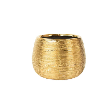 AliKopy 4-Pack Gold Textured Round Ceramic Flower Vase Pots - 3" Indoo
