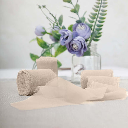 AliKopy 2 Pack 6 Yards Nude Silk-Like Chiffon Ribbon - Soft & Versatil
