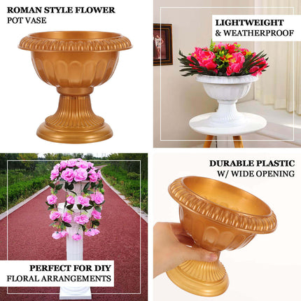 AliKopy 4-Pack Roman Style Gold Flower Pot Vases - 6" Classic Urn Plan
