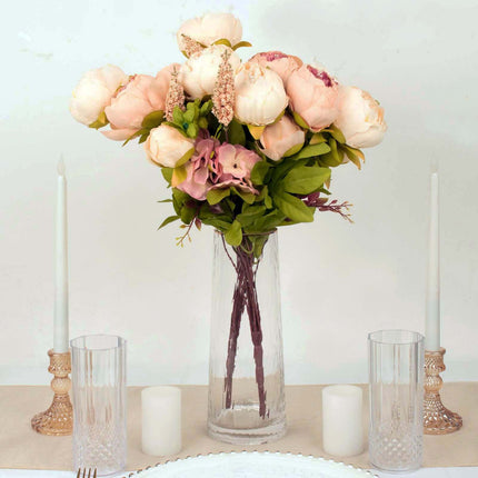 AliKopy 2 Pack 19" Cream Blush Peony Wedding Bouquets - Faux Silk, Ele