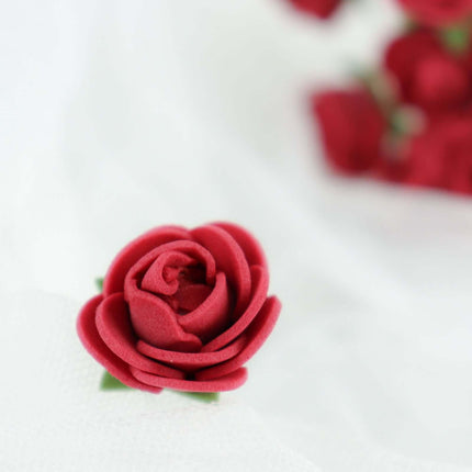 AliKopy 48 Burgundy Real Touch Foam Rose Buds with Stems - DIY Craft F