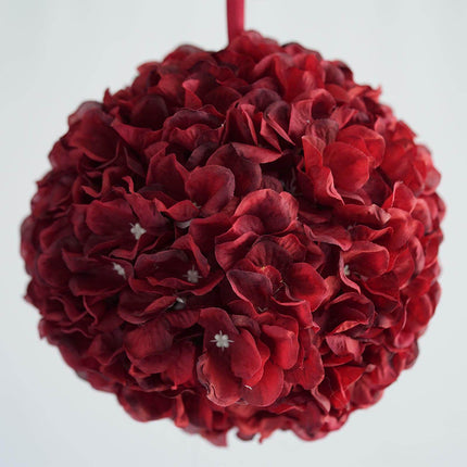 AliKopy 4 Pack 7" Burgundy Silk Hydrangea Kissing Flower Balls - Durab